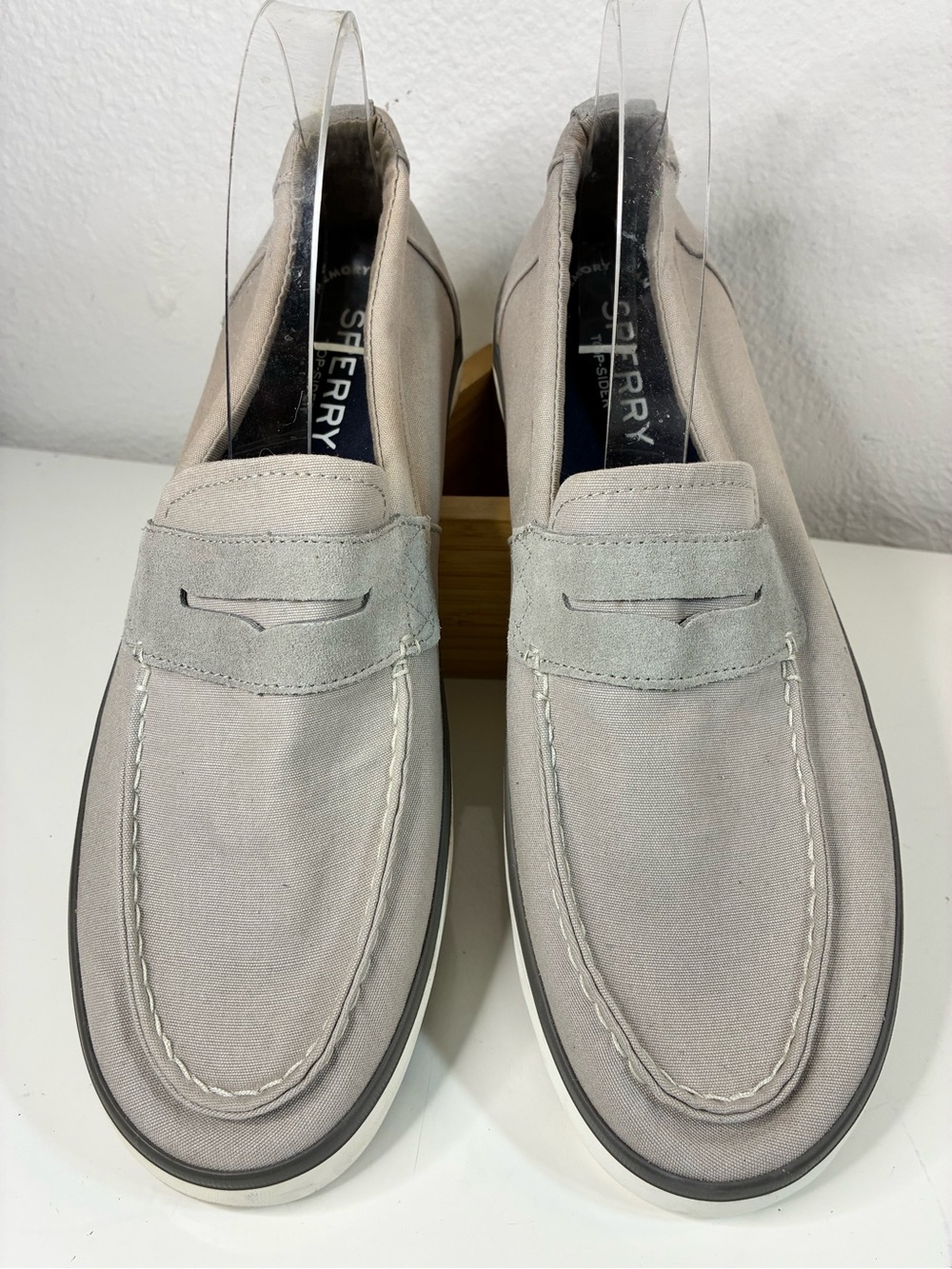 Sperry Men’s Light Gray Canvas Penny Boat Shoes